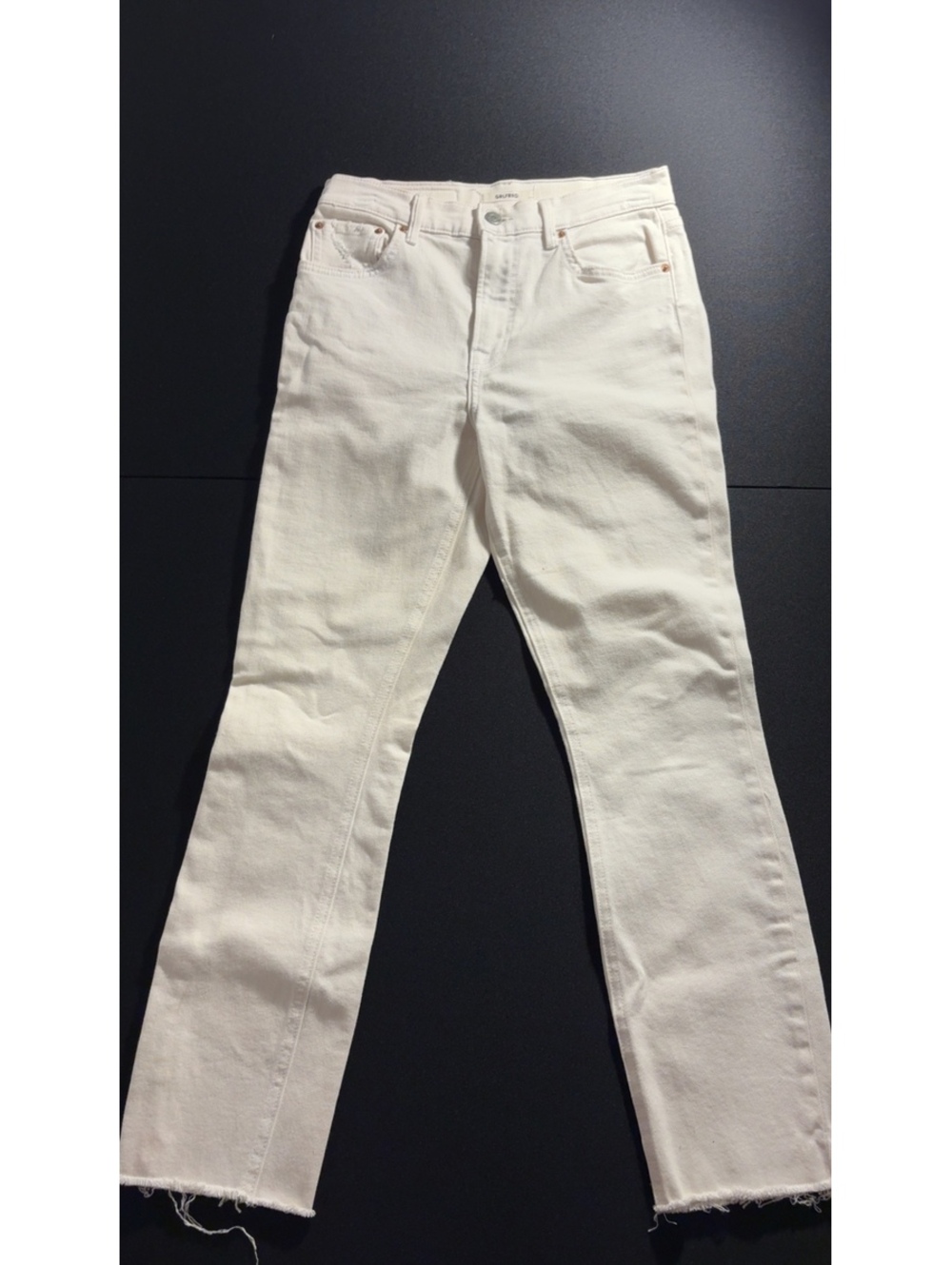 GRLFRND White High-Rise Straight Leg Raw Hem Classy Chic 25